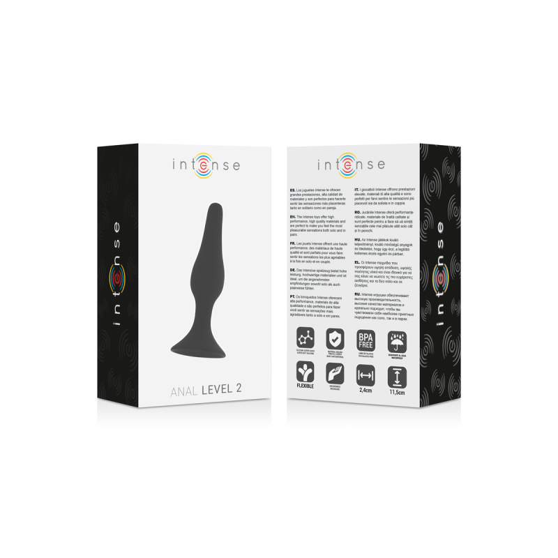 INTENSE - LIVELLO ANALE 2 11,5 CM NERO - INTENSE ANAL TOYS - Tappi an…