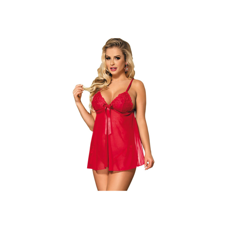 Subblime - Babydoll Con Lazo Y Encaje Floral Rojo S/M | Vybes.it