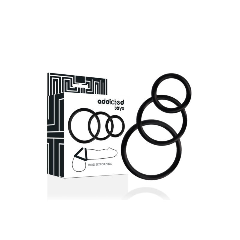 ADDICTED TOYS - RINGS SET FOR PENIS BLACK - Cockrings without vibrati…