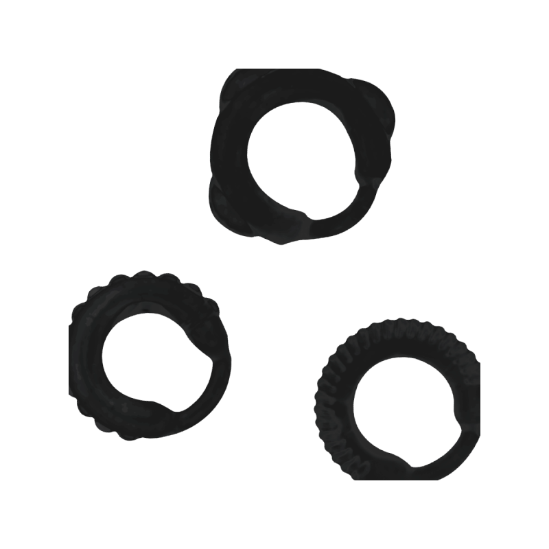 ADDICTED TOYS - SET C-RING NERO - Cockring senza vibrazione