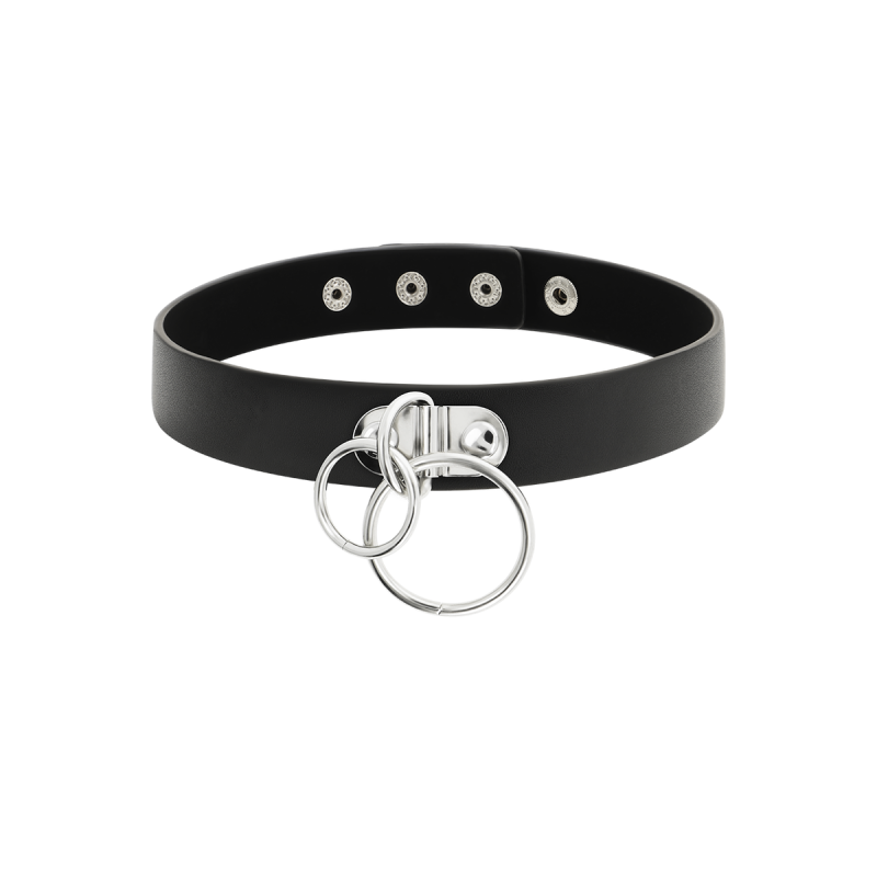 Coquette Chic Desire - Choker Cuero Vegano Doble Anilla | Vybes.it