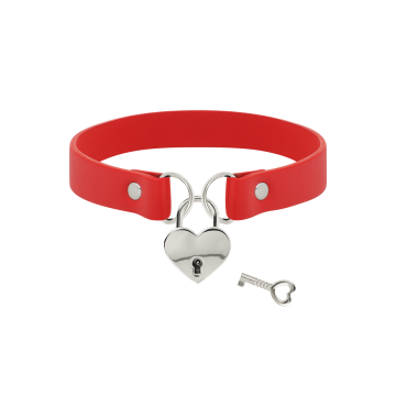 Coquette Chic Desire - Collar Cuero Vegano Rojo Accesorio Corazón