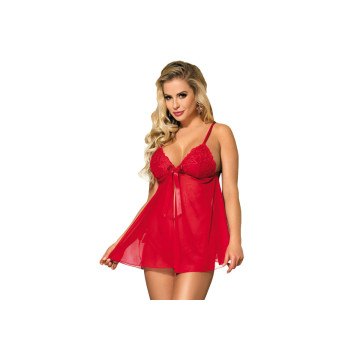 Subblime - Babydoll Con Lazo Y Encaje Floral Rojo S/M | Vybes.it