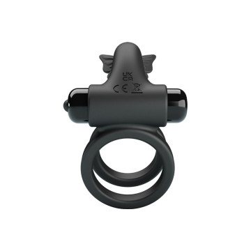 Pretty Love - Doble Anillo Vibrador Con Estimulador Negro | Vybes.it