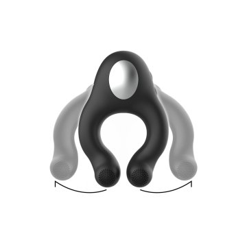 Black&Silver - Anello Vibratore In Silicone 3 Motori Ricaricabile