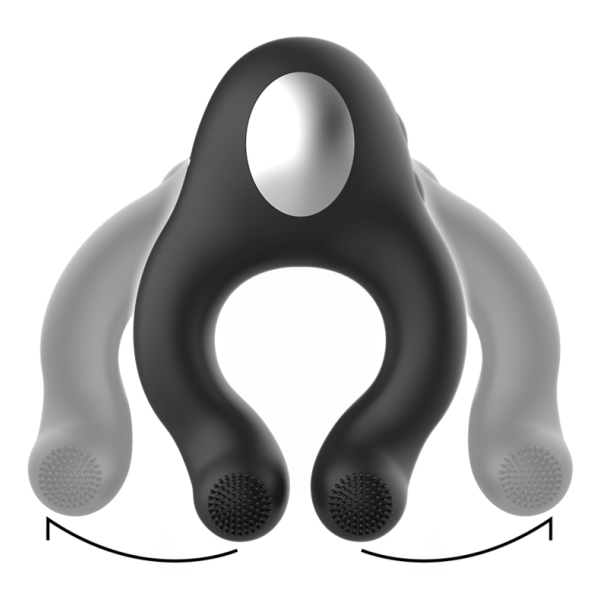 BLACK&SILVER - ANILLO VIBRADOR SILICONA 3 MOTORES RECARGABLE NEGRO