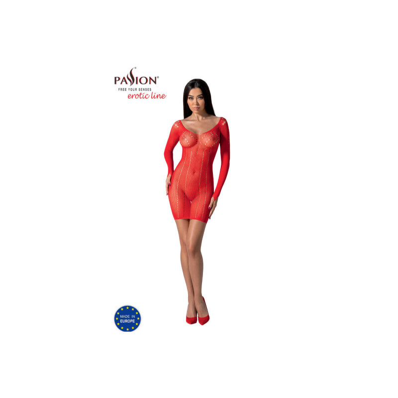 PASSION - BS101 RED BODYSTOCKING ONE SIZE - PASSION WOMAN BODYSTOCKIN…