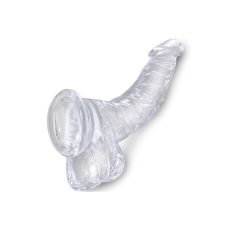 King Cock - Clear Pene Realístico Curvado Con Testículos 16.5 Cm