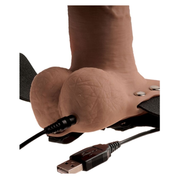 FETISH FANTASY SERIES - HARNAIS RÉGLABLE PÉNIS RÉALISTE AVEC TESTICULES RECHARGEABLES ET VIBRATEUR 15 CM