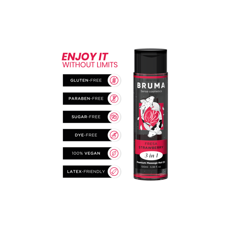BRUMA - PREMIUM MASSAGE HOT OIL STRAWBERRY 3 IN 1 - 100 ML - Warming…