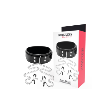 Darkness - Collar Con Pinzas Para Pezones Negro | Vybes.it