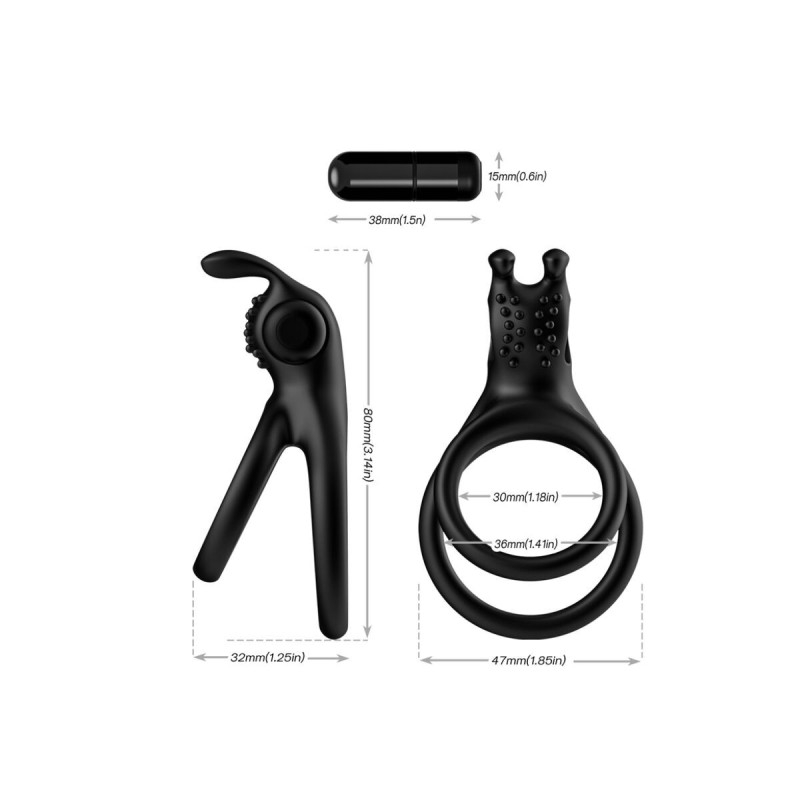 ARMONY - TRAVELLER DOPPEL-VIBRATORRING FÜR PAARE RABBIT SCHWARZ - ARM…