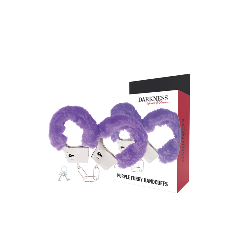 DARKNESS - LILAC LINED METAL HANDCUFFS - DARKNESS BONDAGE