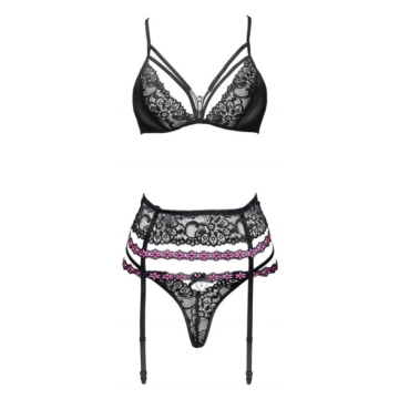 LIVCO CORSETTI FASHION - SNEHANA LC 90443 SUJETADOR + LIGUERO + PANTY NEGRO S/M
