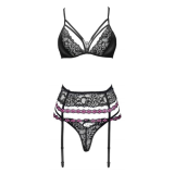 LIVCO CORSETTI FASHION - SNEHANA LC 90443 SUJETADOR + LIGUERO + PANTY NEGRO S/M