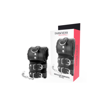 Darkness - Esposas Cuero Con Forro Ajustables Negro | Vybes.it