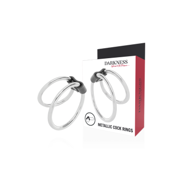 DARKNESS - DOUBLE METAL PENIS RING - DARKNESS SENSATIONS - Cockrings…