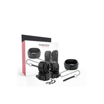 Darkness - Esposas Y Collar De Cuero Negro | Vybes.it