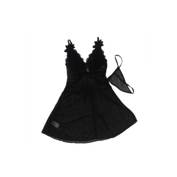 Subblime - Babydoll Tela De Tul Detalle Encaje Y Flor Negro S/M |