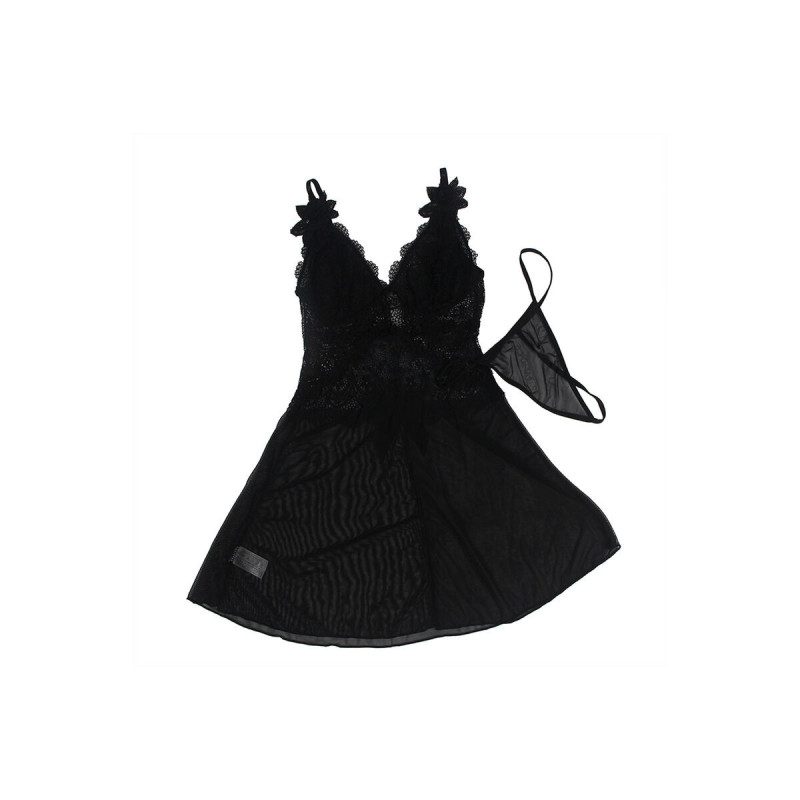 Subblime - Babydoll Tela De Tul Detalle Encaje Y Flor Negro S/M |