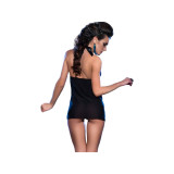 Chilirose - Cr 3859 Babydoll & Tanga Negro/Azul L/Xl | Vybes.it