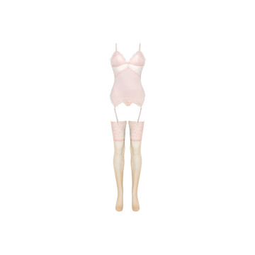 LIVCO CORSETTI FASHION - PERSINNE PEACH SET CORSET + PANTY + MEDIAS S/M