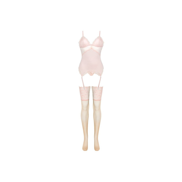 LIVCO CORSETTI FASHION - PERSINNE PEACH SET CORSET + PANTY + MEDIAS S/M