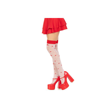 LEG AVENUE - PILZ HOHE SOCKEN ROT/WEISS - LEG AVENUE HOSIERY