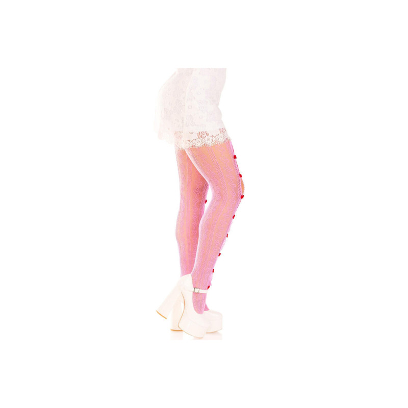 Leg Avenue - Medias Con Aberturas Corazon & Lazos Rosa | Vybes.it