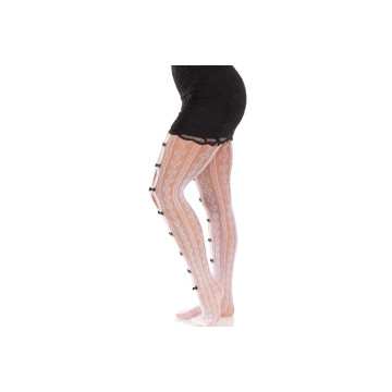 Leg Avenue - Medias Con Aberturas Corazon & Lazos Blanco | Vybes.it