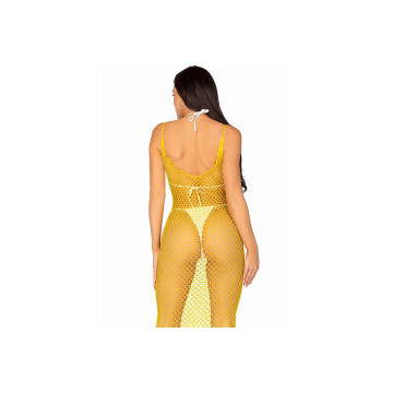 Leg Avenue - Langes Netzkleid Gelb Eine Grösse | Vybes.it