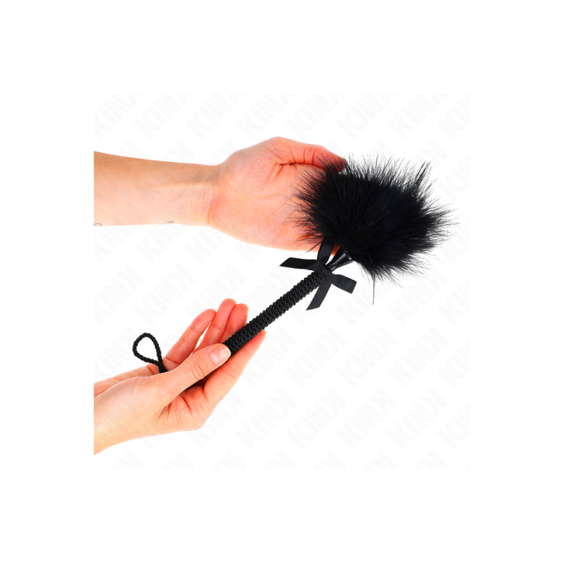 KINK - NYLONSEILSTAB MIT KITZELFEDERN UND SCHWARZER SCHLEIFE 25 CM -…