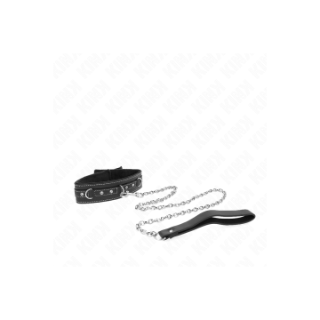 Kink - Collier En Cuir Pvc Avec Ceinture 105 Cm Rivet Strass 41,5 X