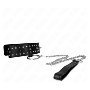 KINK - COLLANA CON GUINZAGLIO 65 CM CON BORCHIE IN ARGENTO MODELLO 1 REGOLABILE 36-43 CM X 5 CM