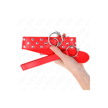 KINK - COLLIER RIVET ANNEAU AVEC CEINTURE 65 CM ROUGE AJUSTABLE 36-50…