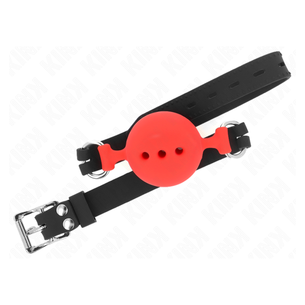 KINK - MORDAZA 55 x 2 CM DE BOLA 5 CM DE SILICONA COMPLETA TALLA L ROJO AJUSTABLE 35-51 CM