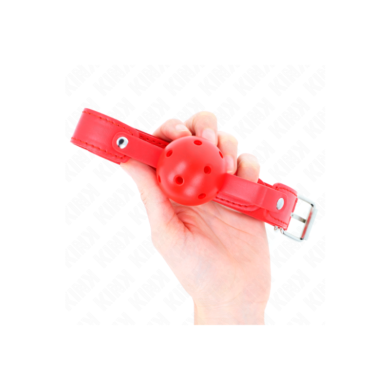 KINK - RED BREATHABLE BALL 4.5 CM GAG 65 x 2.5 CM - KINK COLLAR & GAG…