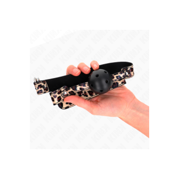 KINK - LEOPARD BREATHABLE BALL 4.5 CM GAG 65 x 2.5 CM - KINK COLLAR &…