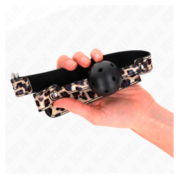 KINK - MORDAZA DE BOLA 4.5 CM TRANSPIRABLE LEOPARDO 65 x 2.5 CM
