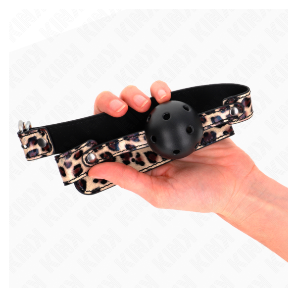 KINK - MORDAZA DE BOLA 4.5 CM TRANSPIRABLE LEOPARDO 65 x 2.5 CM