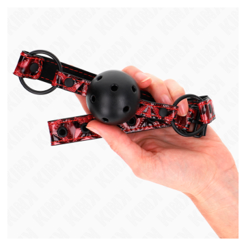 KINK - MORDAZA DE BOLA 4.5 CM CON PATRÓN DE DIAMANTE MODELO 2 64.5 CM AJUSTABLE 42- 60 CM