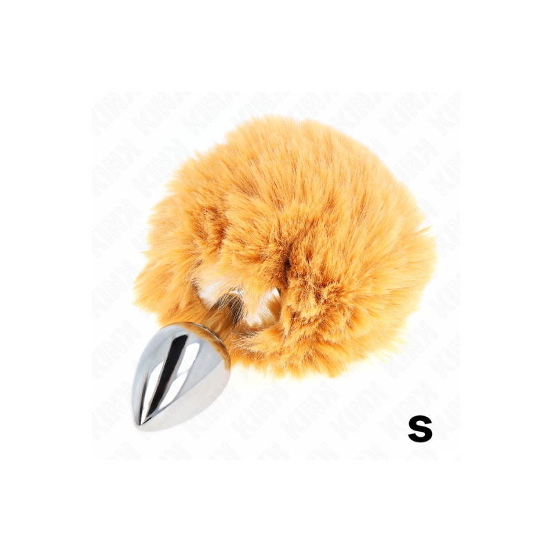 KINK - STAINLESS STEEL PLUG 7 x 3 CM WITH BEIGE FAUX FUR RABBIT TAIL…