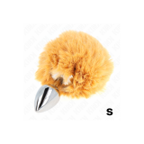 KINK - STAINLESS STEEL PLUG 7 x 3 CM WITH BEIGE FAUX FUR RABBIT TAIL…