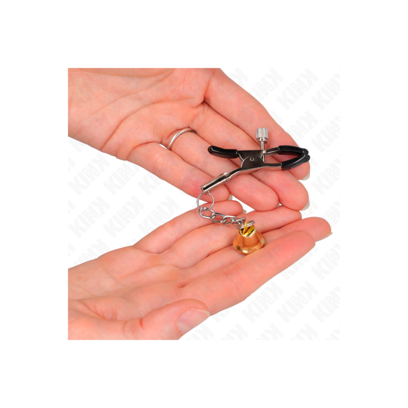 KINK - GOLD BELL PENDANT NIPPLE CLAMPS 6 CM - KINK NIPPLE GRIP - Sado…