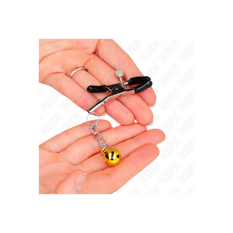 KINK - MORSETTI PER CAPEZZOLI CON PENDENTE JINGLE BELL ORO 6 CM - KIN…