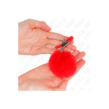 KINK - PINCE A METON BOULE FAUSSE FOURRURE ROUGE 6 CM - KINK NIPPLE G…