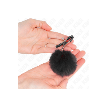 KINK - KUNSTFELLBALL-NIPPELKLAMMER SCHWARZ 6 CM - KINK NIPPLE GRIP -…