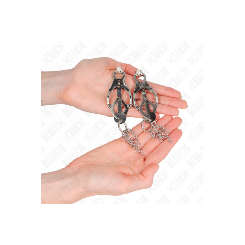 KINK - JAPANESE CLOVER NIPPLE CLAMPS WITH LITTLE CHAINS SILVER - KINK…