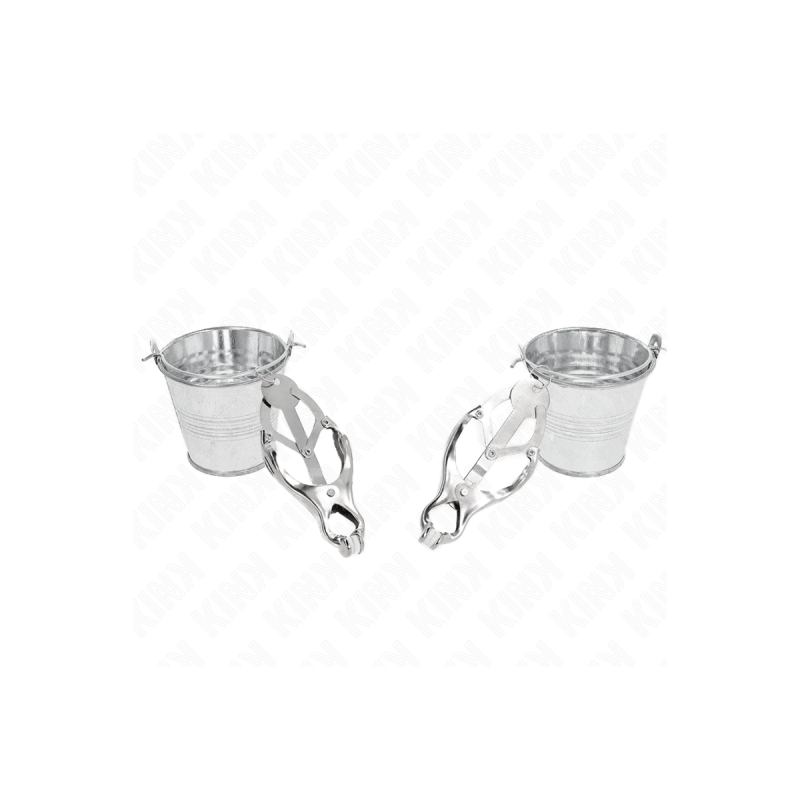 KINK - JAPANESE CLOVER NIPPLE CLAMPS WITH BUCKETS SILVER - KINK NIPPL…