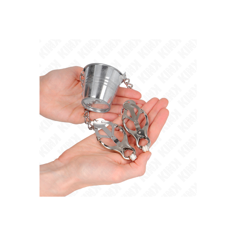 KINK - NIPPLE CLAMPS WITH A BUCKET SILVER - KINK NIPPLE GRIP - Sadoma…